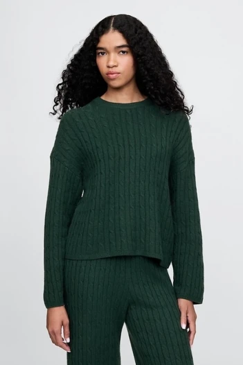Buzo Cashsoft Cable Mujer Essex Green 702