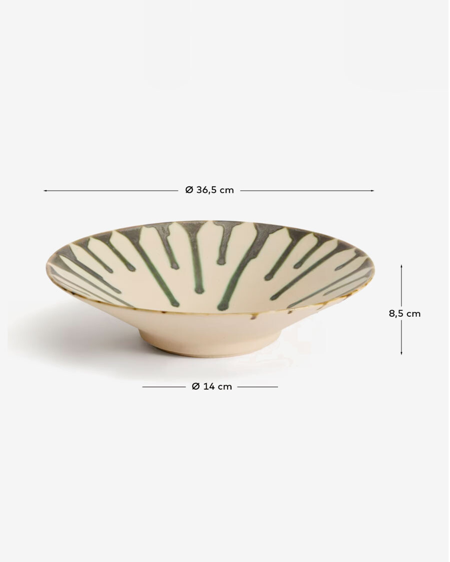 Centro de mesa Olmera de cerámica beige y verde Ø 36,5 cm Centro de mesa Olmera de cerámica beige y verde Ø 36,5 cm