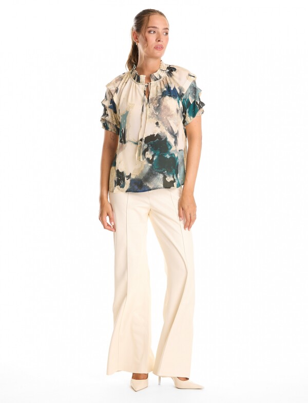 Blusa Gasa Print MULTI/VERDE