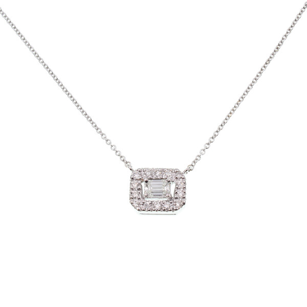 Colgante Fernanda H. en oro blanco 18k con brillantes, incluye cadena. Colgante Fernanda H. en oro blanco 18k con brillantes, incluye cadena.