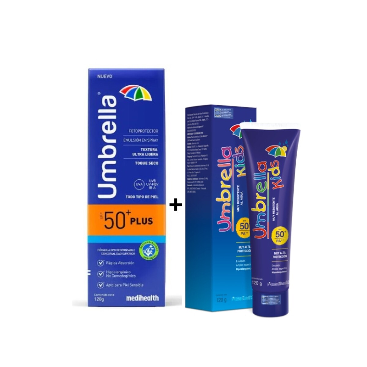 Pack de oferta Umbrella SPF50 120g + Kids 120g 