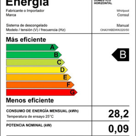 Freezer horizontal 310 lts Consul CHA31KBDWX Freezer horizontal 310 lts Consul CHA31KBDWX