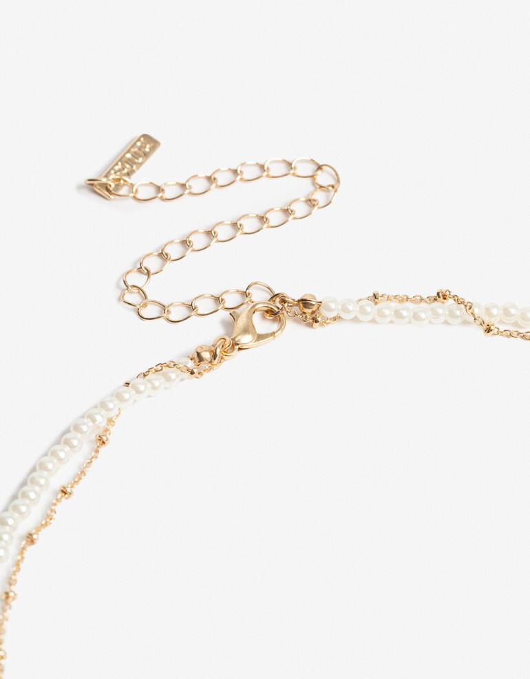 Collares Cortos Perla Collar Corto Multicadena Perla - Dorado