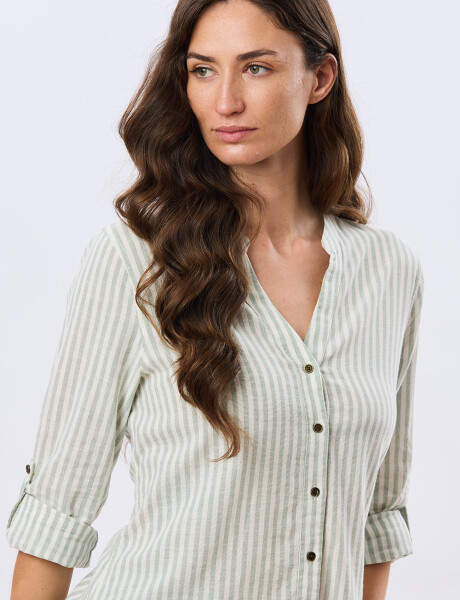 CAMISA DE LINO CUELLO MAO Menta