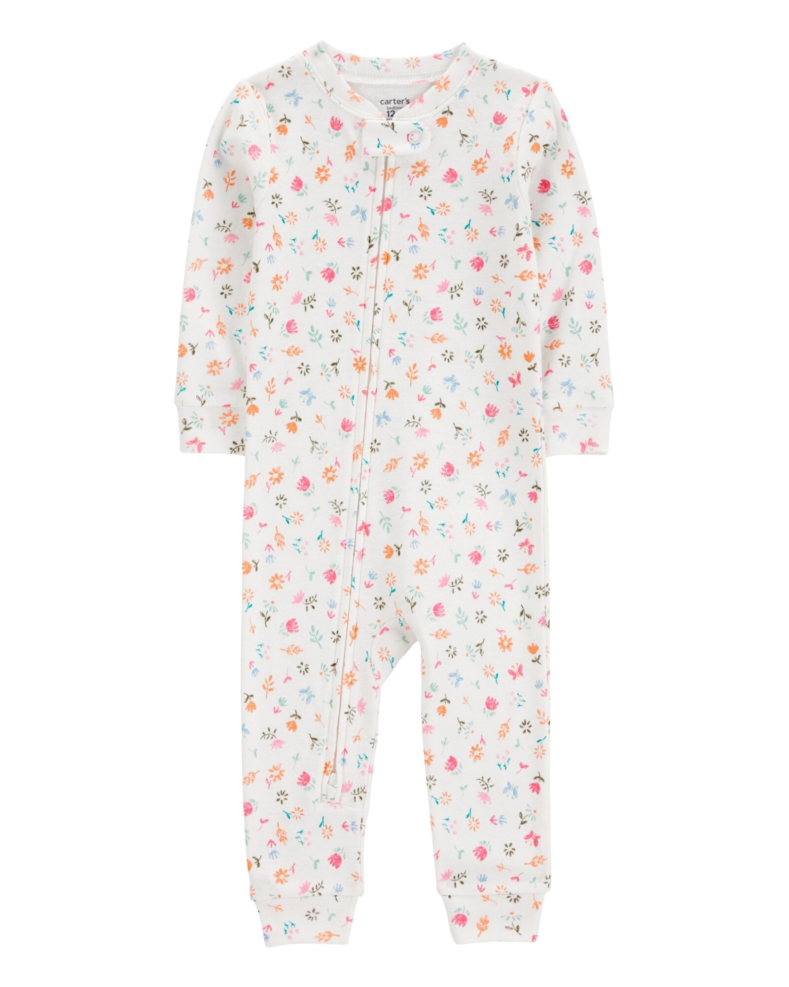 Pijama una pieza de algodón, diseño floral Sin color