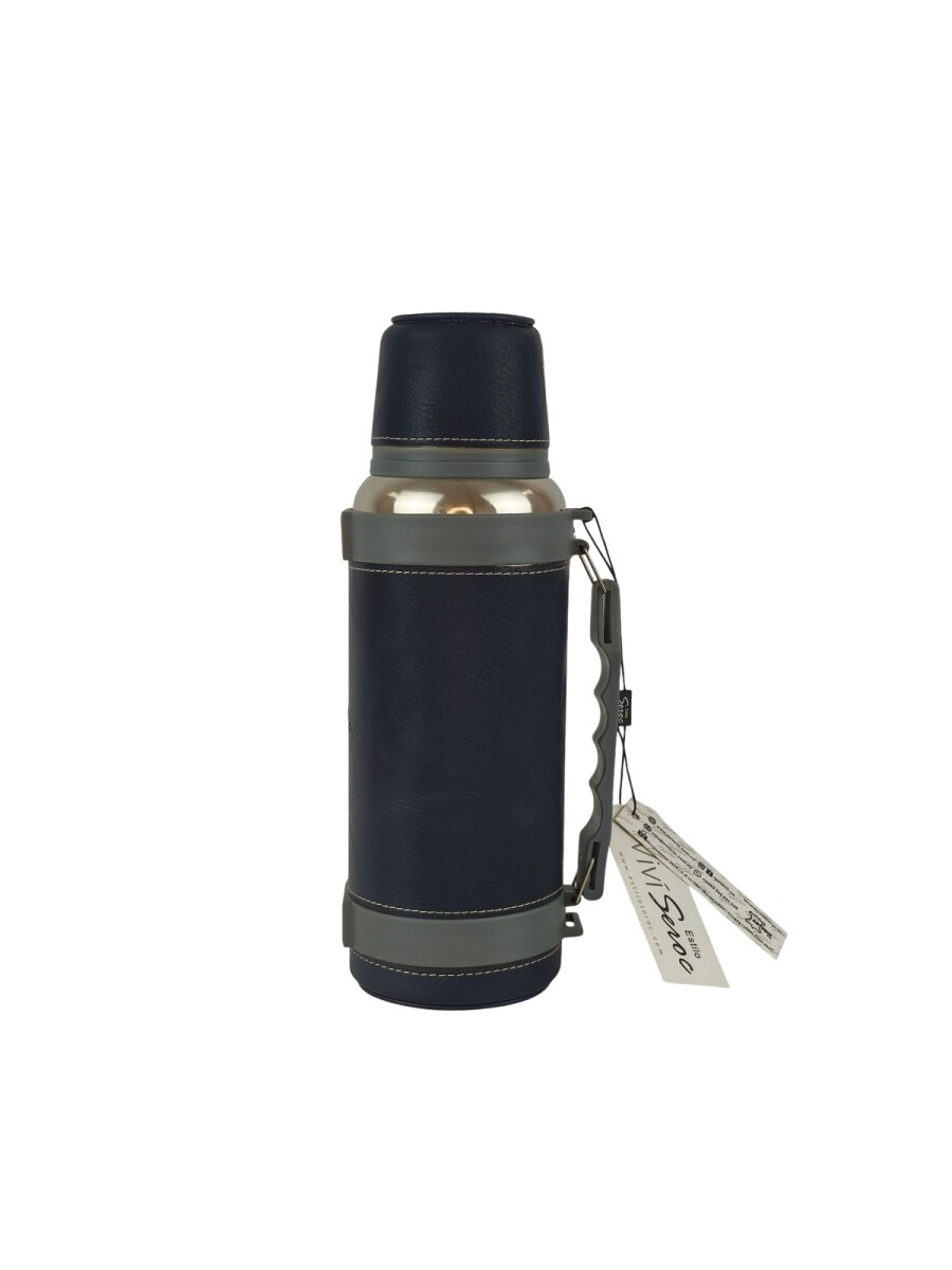 Termo de acero forrado un litro - Azul 