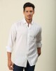 Camisa Lino Algodón Manga Larga Blanco
