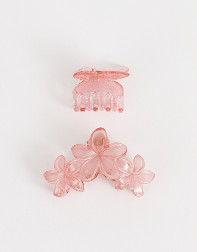 Broches Sets Mariposa Set De Broches Mariposa Y Flores - Rosa Claro