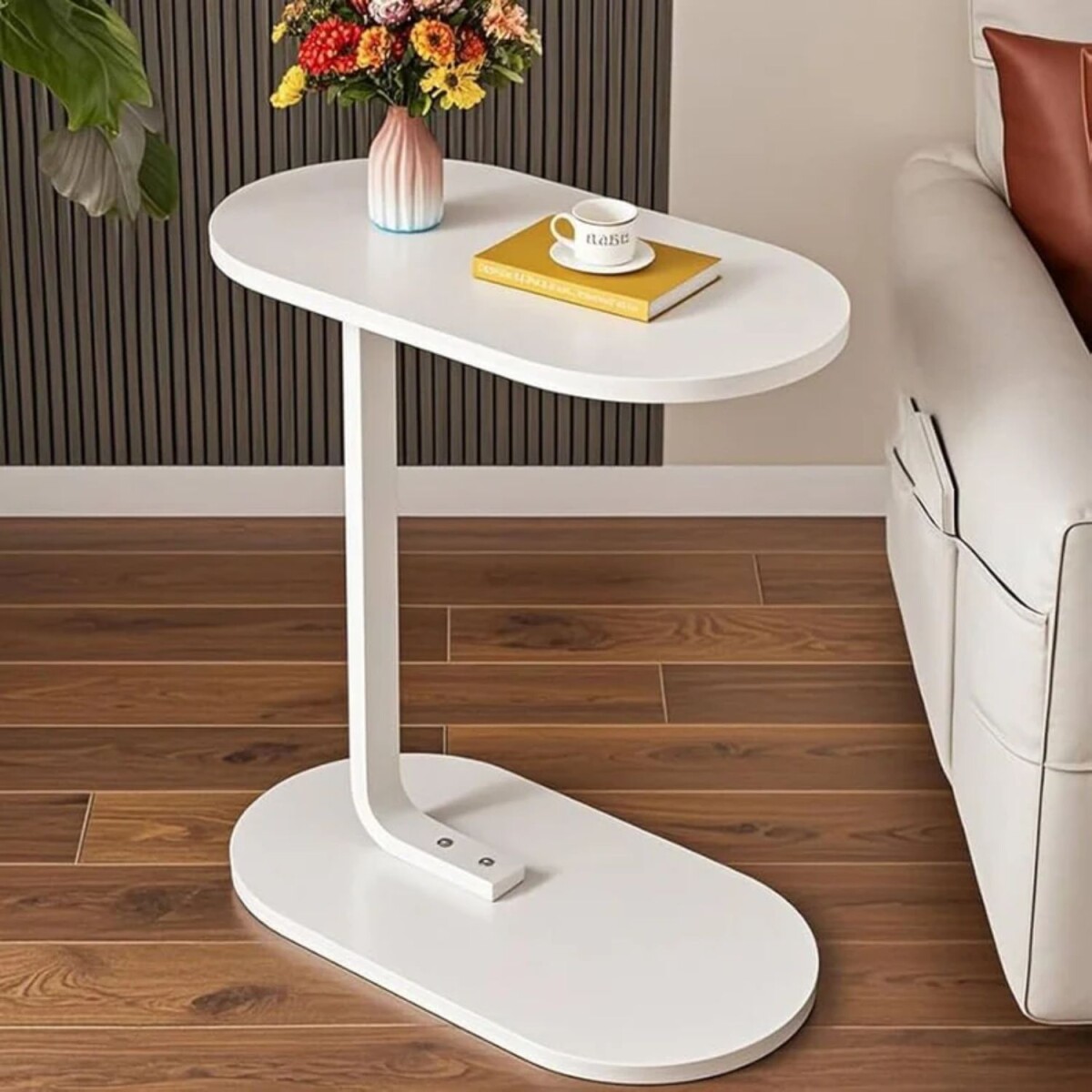 Mesa auxiliar Lumax de arrime MDF minimalista para living - Madera Blanco 