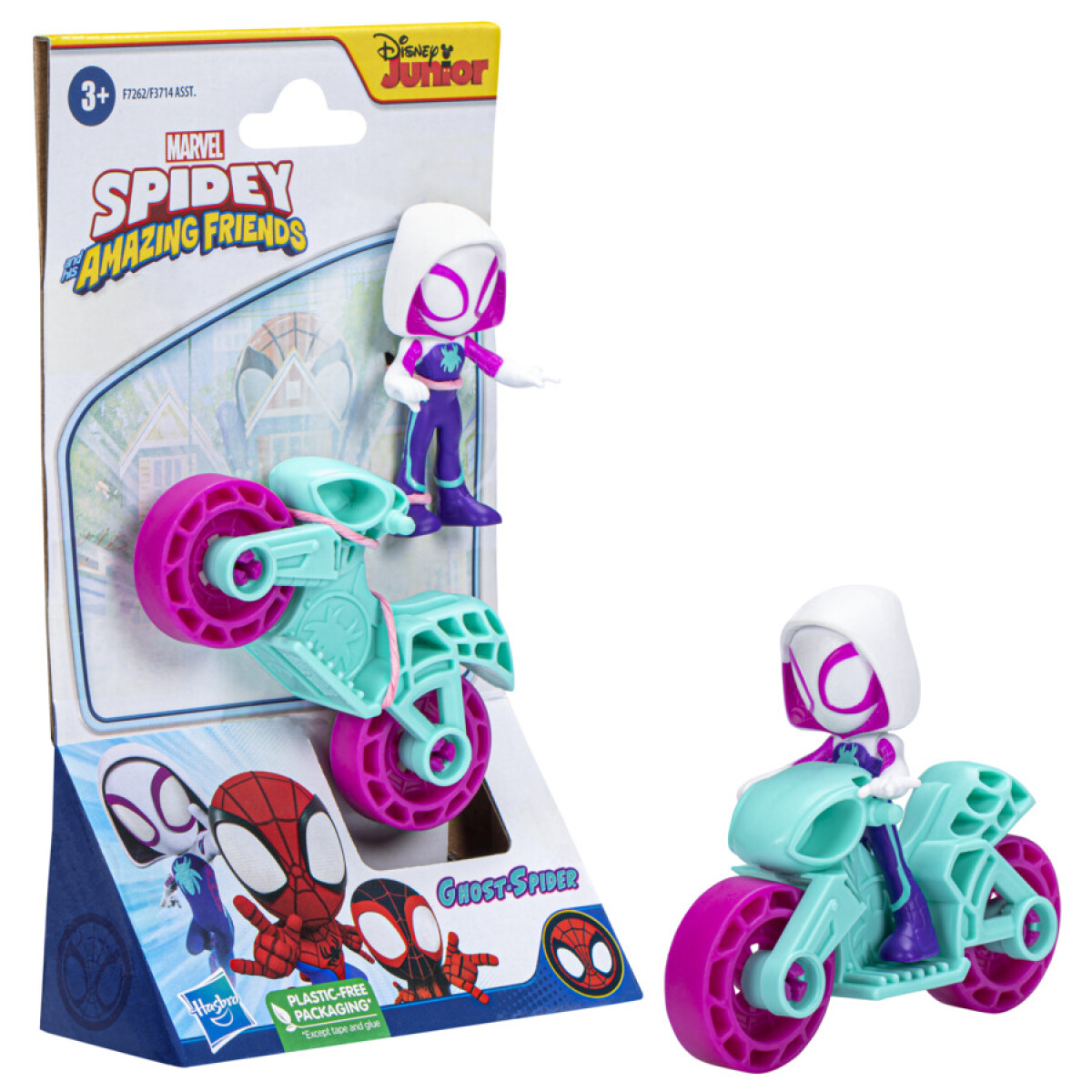 Figura Marvel Spidey His Amazing Friends 6 CM con Moto - GHOST-SPIDER 