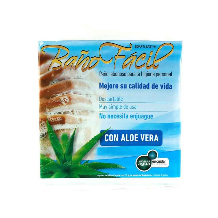 BAÑO FACIL C/ ALOE PAQUETE X 10 UNIDADES única