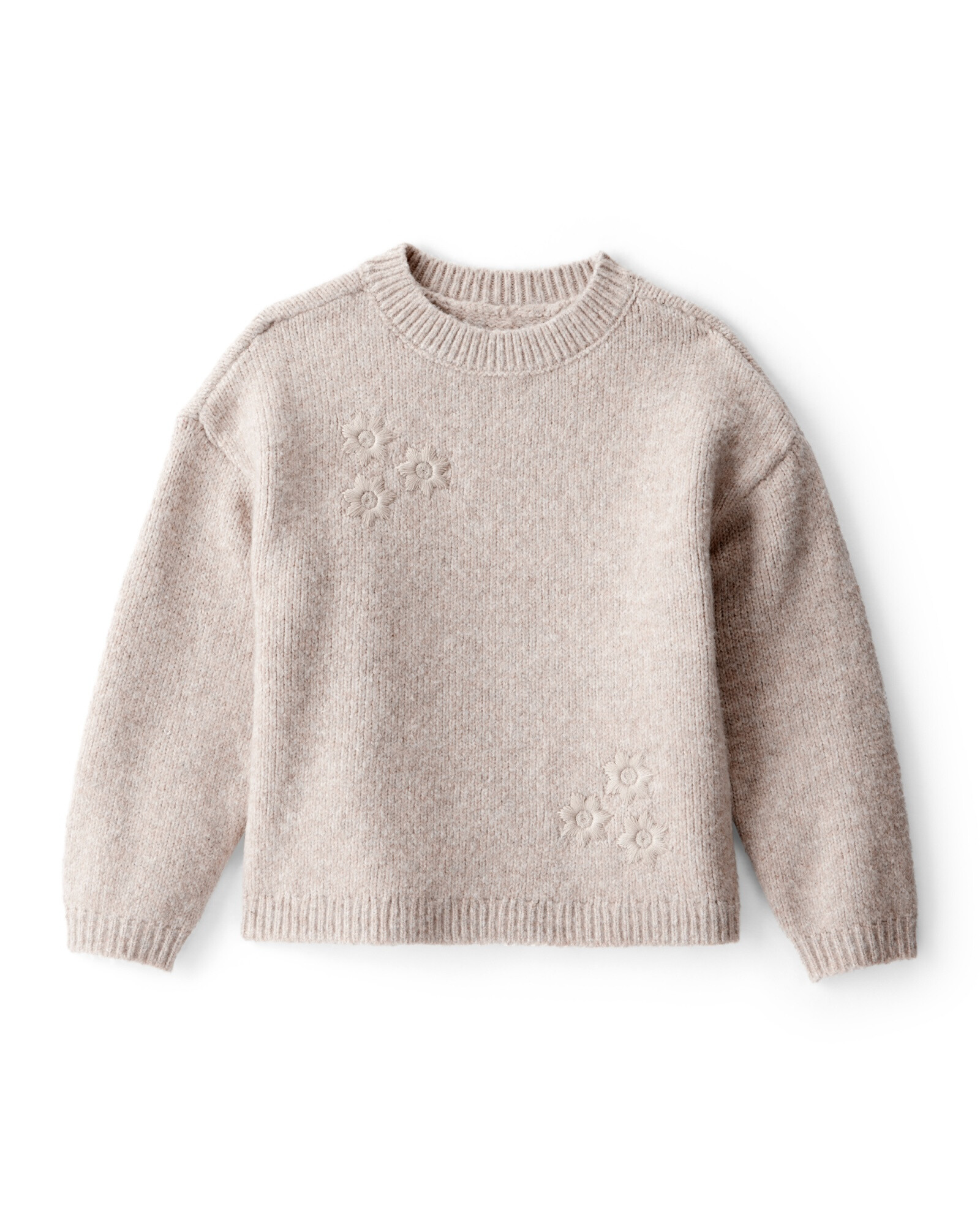 Buzo de punto, beige, bordado floral Sin color