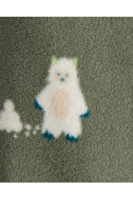 Pijama una pieza de micropolar, con pie, verde, diseño Yeti Sin color