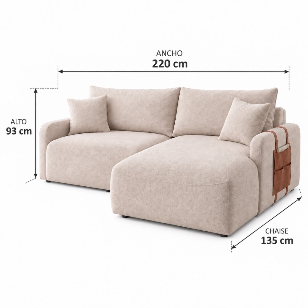 SILLÓN SOFÁ LIVING 2 CUERPOS RETRACTIL AJUSTABLE EXTENSIBLE BEIGE