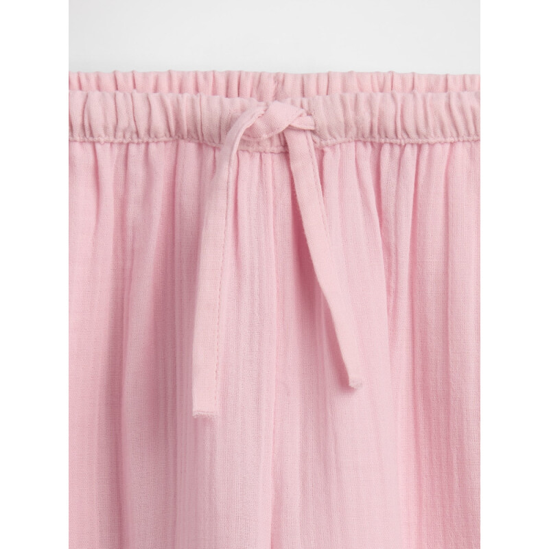 GAUZE WIDE LEG PANT ROSE MIST