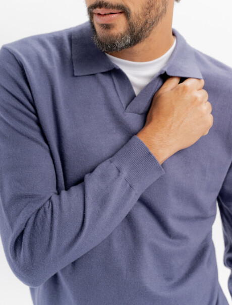 Buzo tejido cuello polo Axel azul