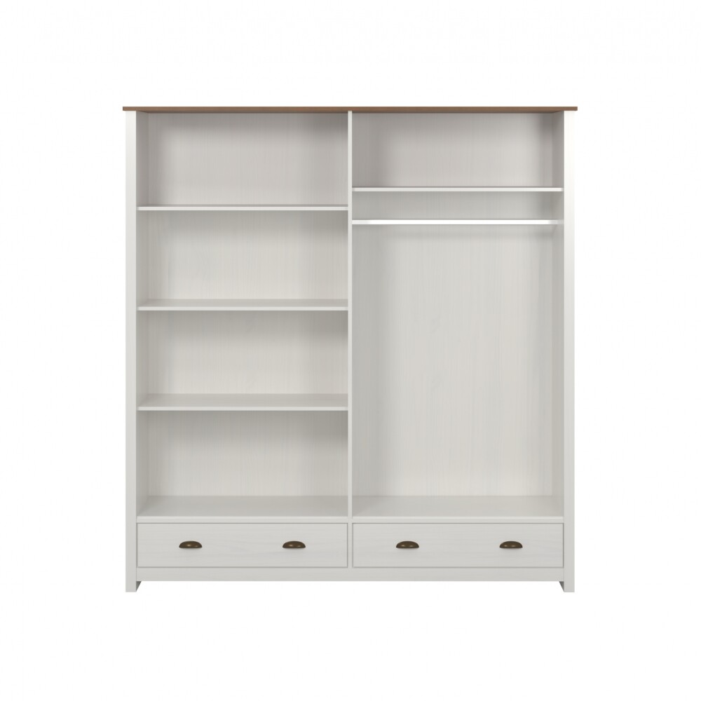 Ropero 4 puertas 2 cajones - Madera maciza - Linea Colonial Blanco