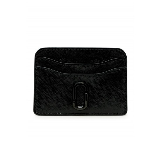 Marc Jacobs -Tarjetero de cuero con diseño minimalista Negro