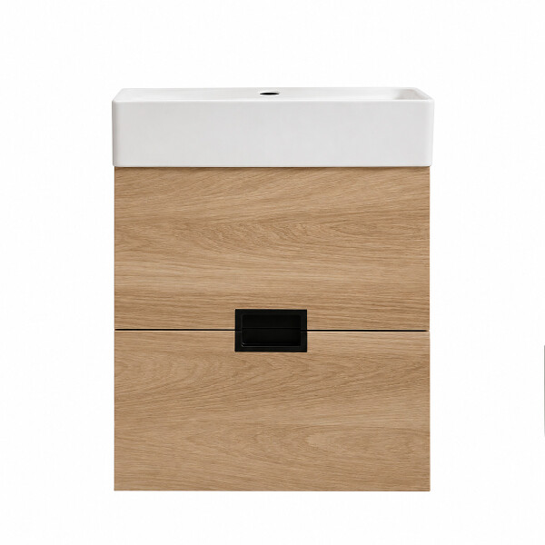 MUEBLE DE BAÑO 2 CAJONES VANITY MARRÓN CON BACHA BLANCA Mueble De Baño 2 Cajones Vanity Marrón Con Bacha Blanca