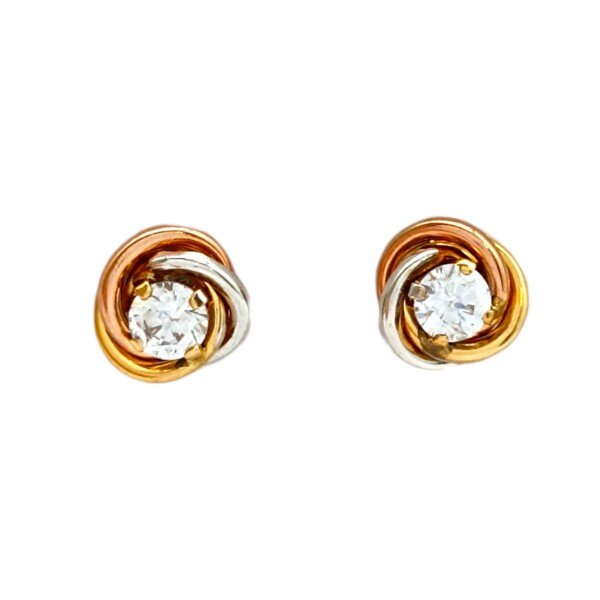 Caravanas Trinity Zirconia y oro- Oro bajo - Zirconia - CA8112 conpiedra