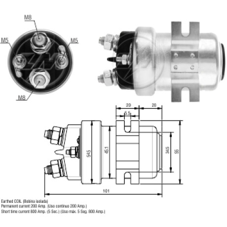AUTOMATICO DE ARRANQUE - AUXILIAR CORR.CONTINUA 24V 200A ZM AUTOMATICO DE ARRANQUE - AUXILIAR CORR.CONTINUA 24V 200A ZM