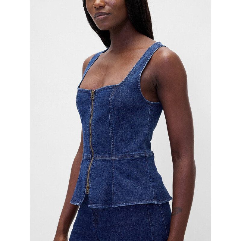 SL ZIP FRONT VEST - DK PALMER DARK WASH