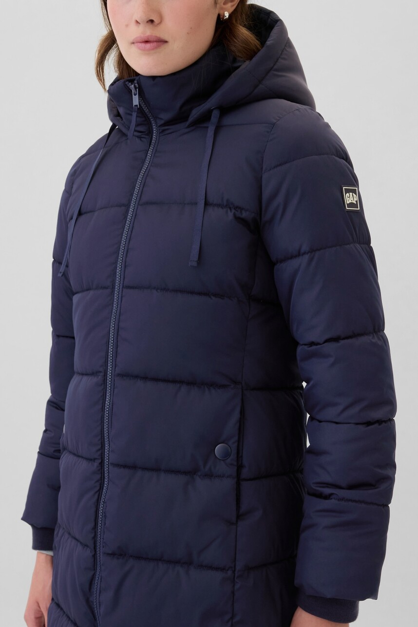 Campera Larga Puffer Logo Gap Mujer Navy081