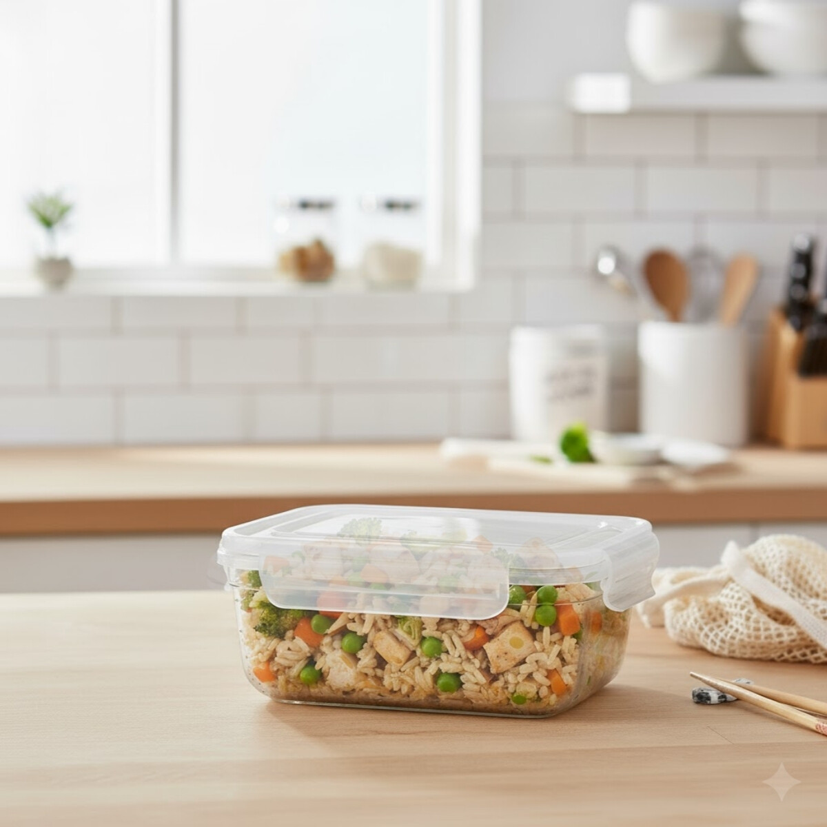 Pote hermético rectangular 800 ml - TRANSPARENTE 