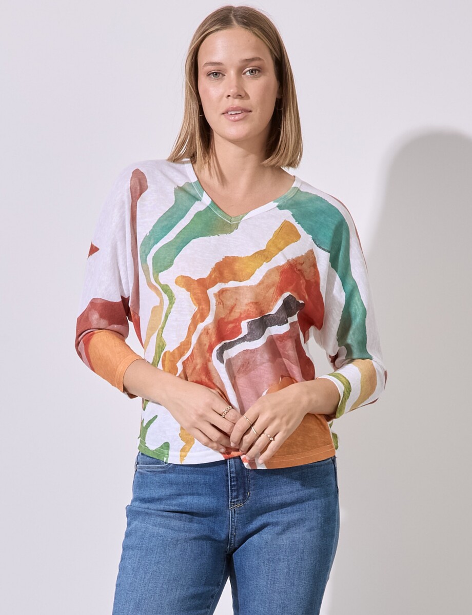 Blusa Tejido Printed - Multi/tostado 