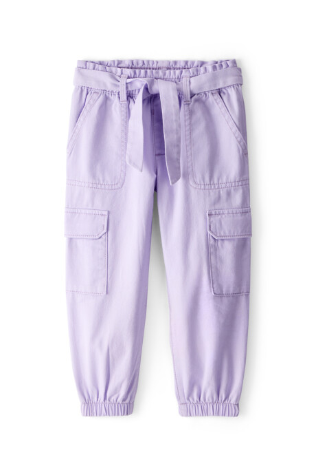 Pantalón cargo de algodón, lila Sin color