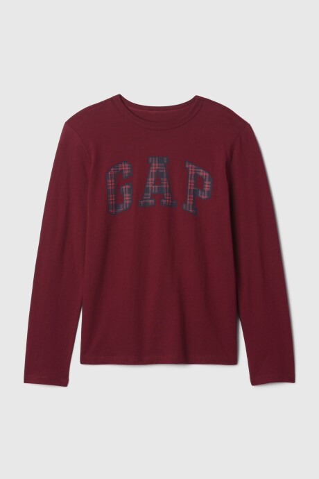 Remera Logo Gap Manga Larga Niño Burgundy Plaid