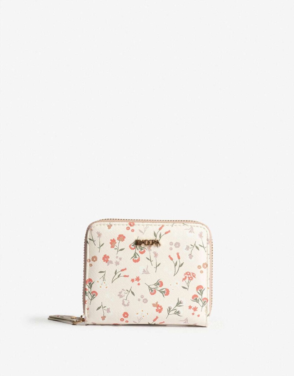 Billetera Con Cierre - Estampado Flores 