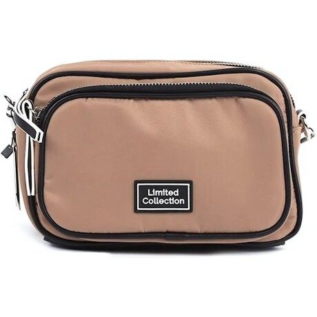 Bandolera Canva Jersey mostaza con bolsillo frontal y correa ajustable Beige