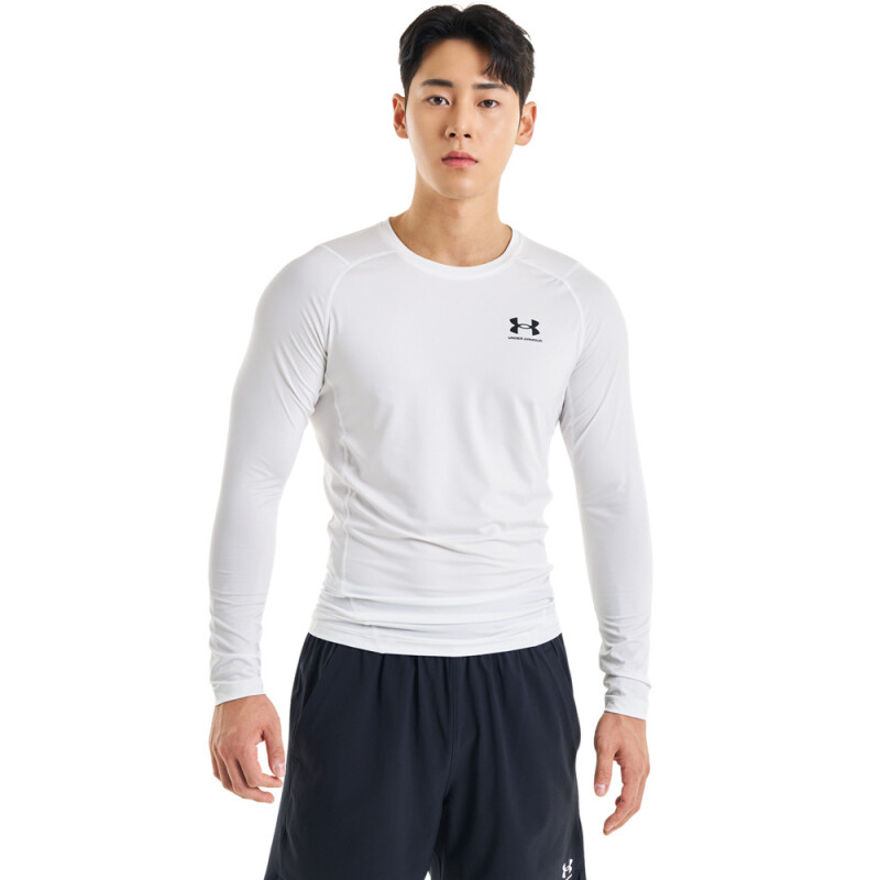 UA HG Armour Comp LS-WHT WHT-100