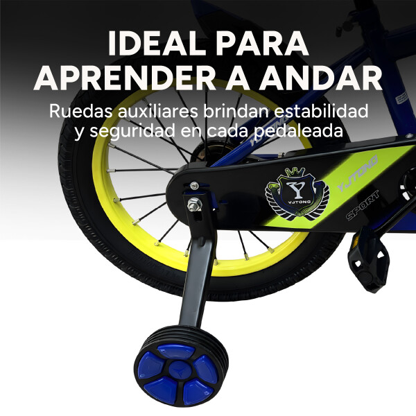 Bicicleta Infantil Yjtong R16 Canasto Parrilla Guardabarros Azul 1