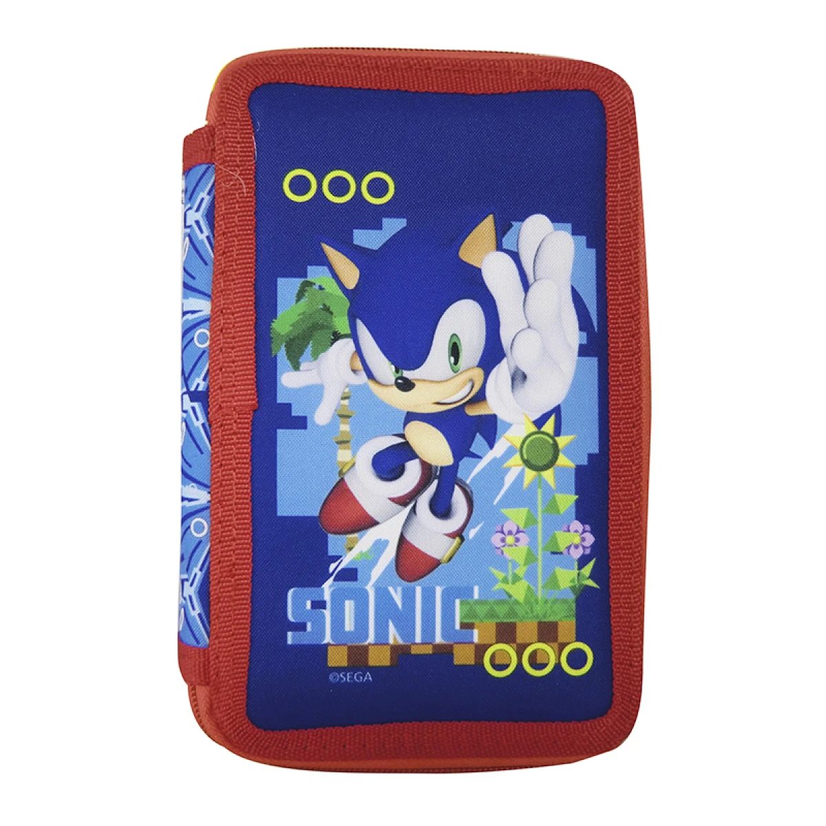 Cartuchera Infantil Sonic 3 Pisos con Cierre 13 x 20 cm 