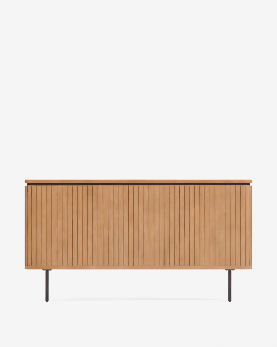 Cabecero Licia de madera maciza de mango y metal acabado pintado negro para cama de 180 cm Cabecero Licia de madera maciza de mango y metal acabado pintado negro para cama de 180 cm