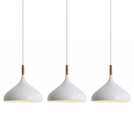Pack x3 Lámparas Colgantes Bambú Metal E27 Diseño Nórdico Blanco