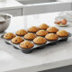 Set x12 molde muffin antiadherente 35x26,5X3 cm GRIS OSCURO