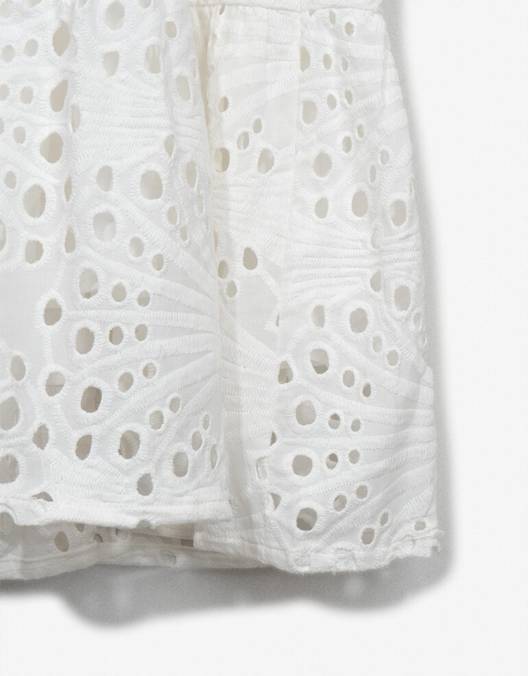 Vestidos Vestido Corto De Broderie - Blanco Crudo