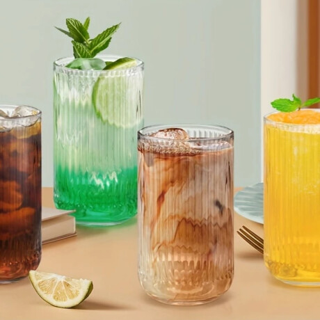 Vaso de vidrio rayas relieve Transparente