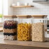 Contenedor de vidrio rectangular tapa madera 1500ml