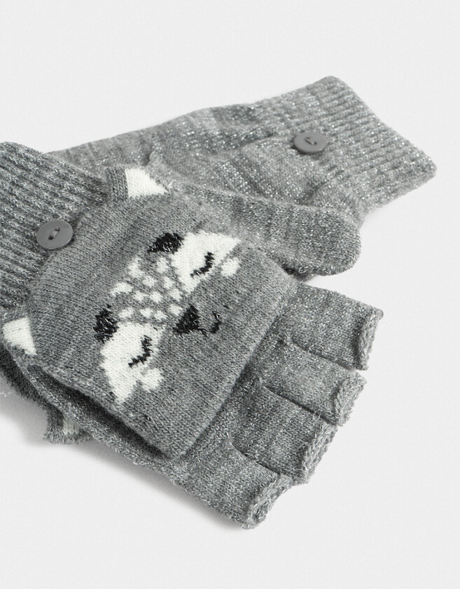 Guantes Infantiles Animalito Guantes Infantiles Mitones - Gris Medio