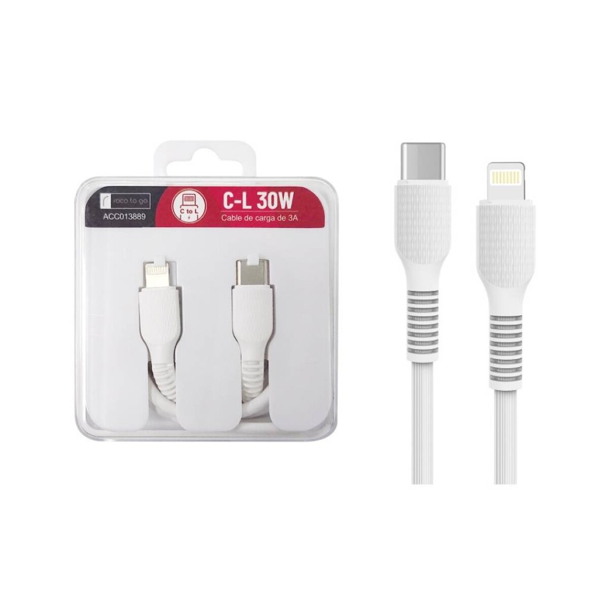 Cable De Datos Roca To Go Usb C A Lightning 100Cm 3A Ub - BLANCO 