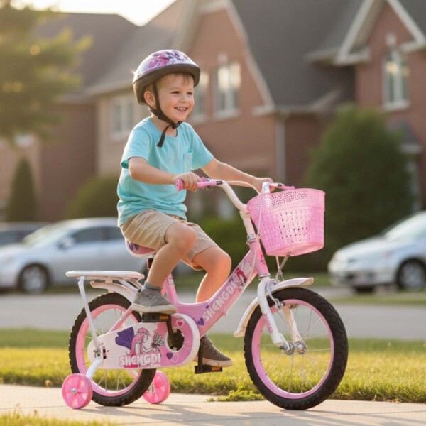 Bicicleta infantil Shengdi Rodado 14 Canasto Parrilla Hadas Rosa 2