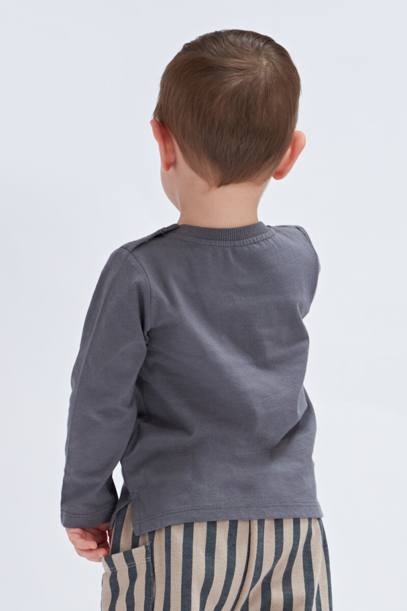 Remera manga larga básica Gris Oscuro
