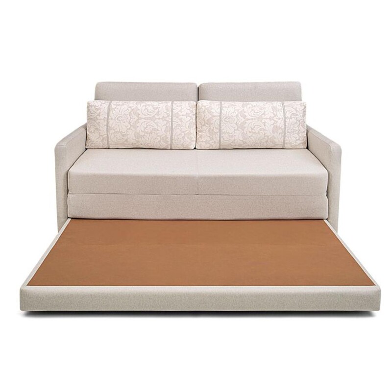 SOFA CAMA 176 MTS - PARRILLA EXTENSIBLE - TELA GRIS CLARO - ALMOHADON TRAMADO BEIGE SOFA CAMA 176 MTS - PARRILLA EXTENSIBLE - TELA GRIS CLARO - ALMOHADON TRAMADO BEIGE