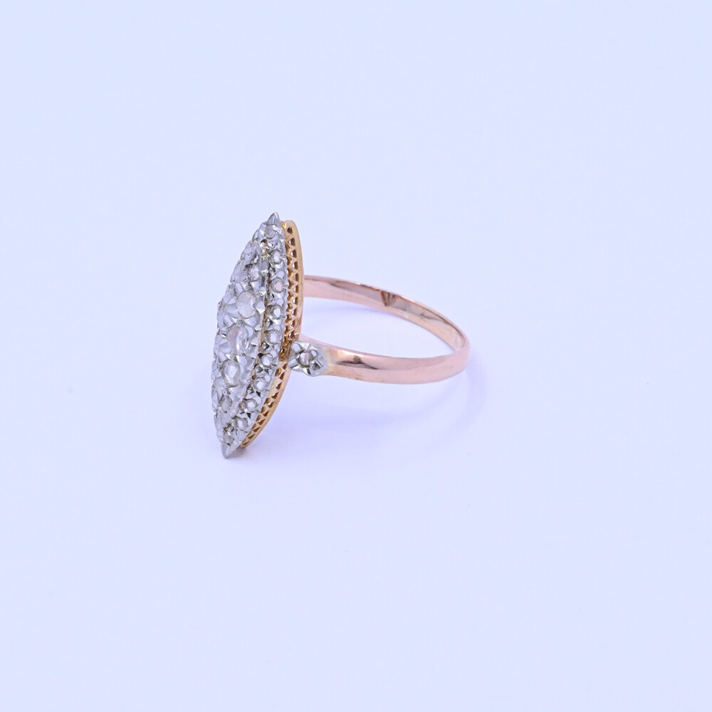 Anillo oro 18k antiguo marquiz con diamantes. Anillo oro 18k antiguo marquiz con diamantes.