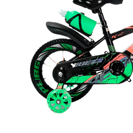 Bicicleta Montaña Rodado 16 Infantil Rueditas + Accesorios Verde