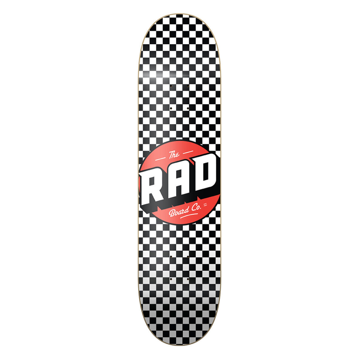 Deck Skate Rad 8.5" - Modelo Checker - Black / White (Lija incluida) 
